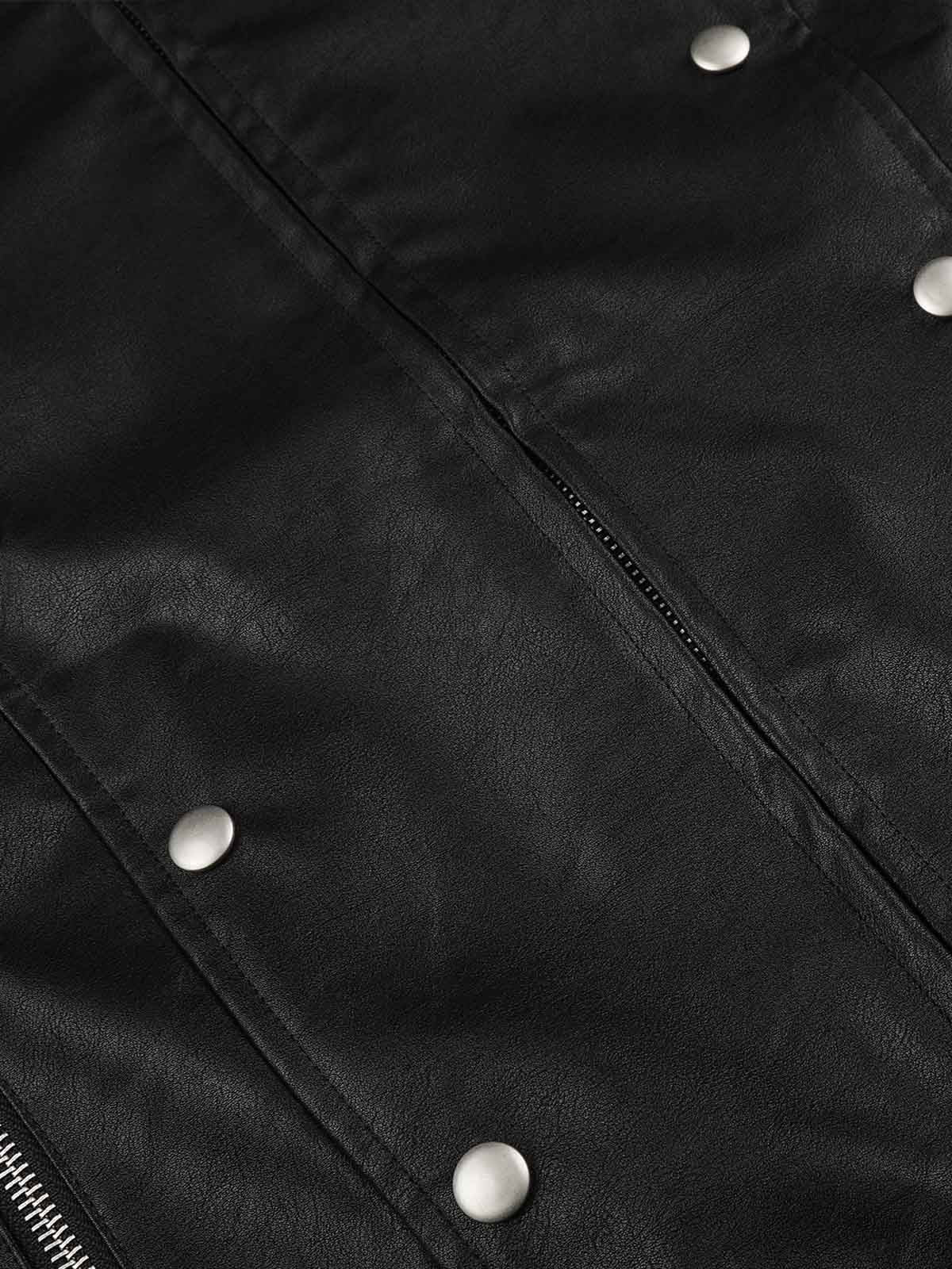 Studded Button Leather Jacket