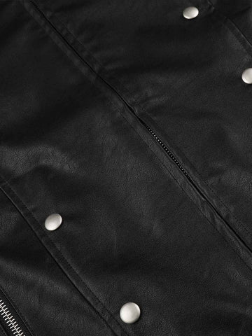 Studded Button Leather Jacket
