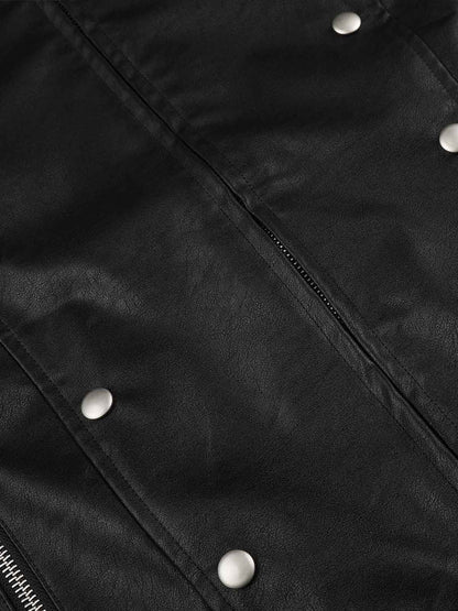 Studded Button Leather Jacket