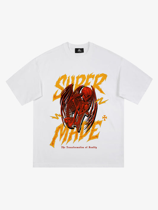 Street Angel and Devil Hatching Pattern T-shirt 