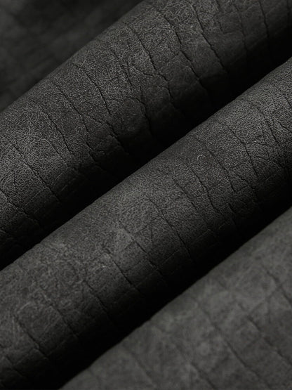 Patchwork Faux Leather Hooded Two-Piece Jacket 