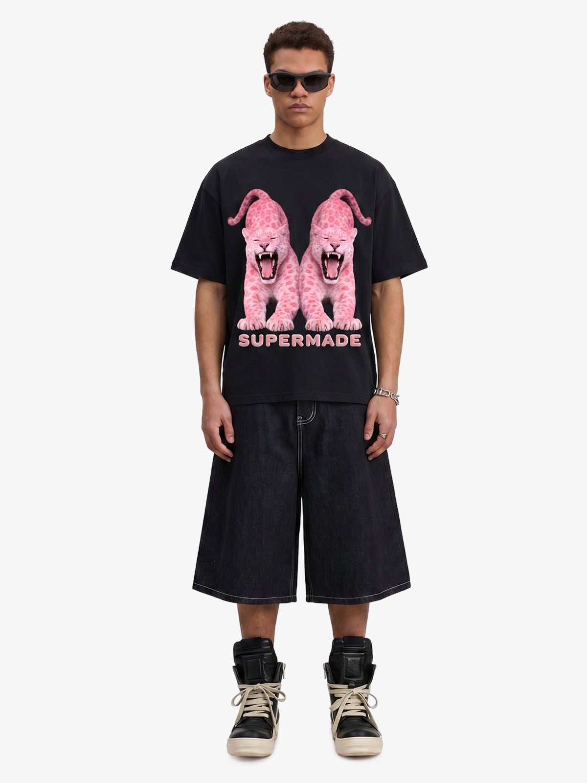 Vintage Contrast Stitch Wide Leg Denim Jorts 
