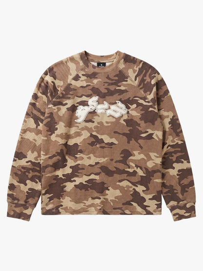 Desert Camo Puff Graphic Waffle Long Sleeve Tee