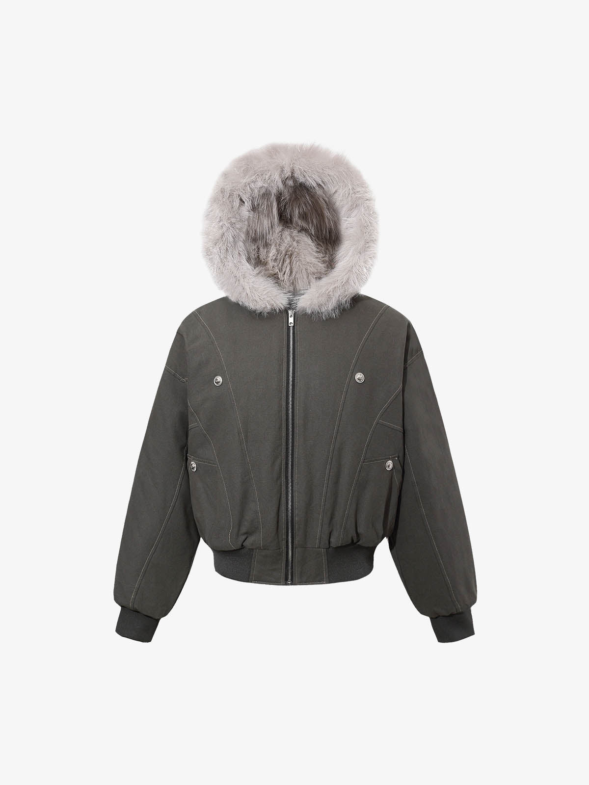 Faux Fur Hooded Padded Bomber Jacket 