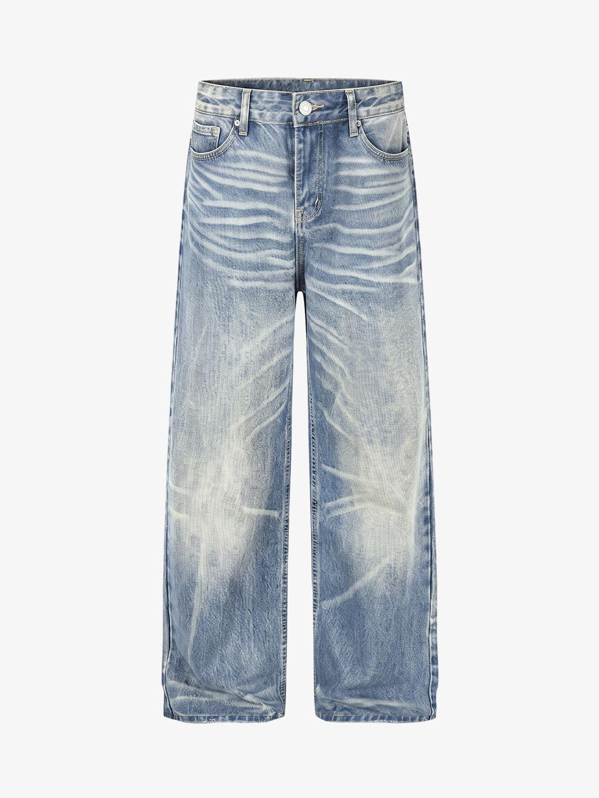 Whisker-Faded Washed Jeans