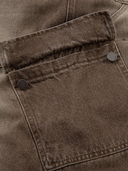 High-Waisted Wide-Leg Cargo Pants with Unique Pocket Design 