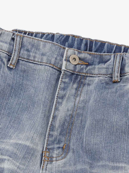 Wide-Leg Denim Trousers with Distressed Details for Women 
