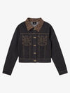 Leopard Flag Studded Pocket Denim Jacket