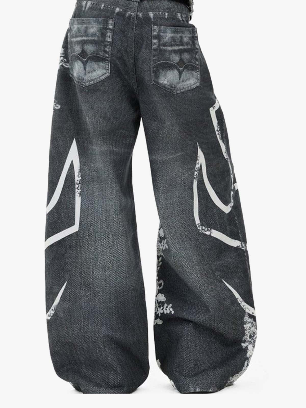 Digital 3D Graphic Distressed Denim Jeans