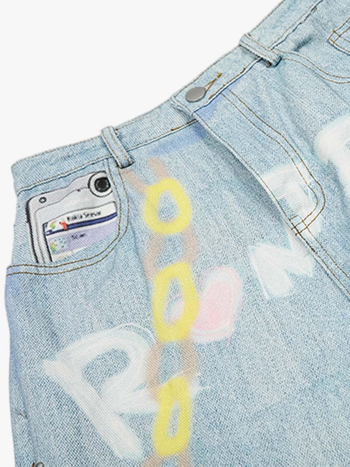 American Vintage Street-Style Graffiti Jeans