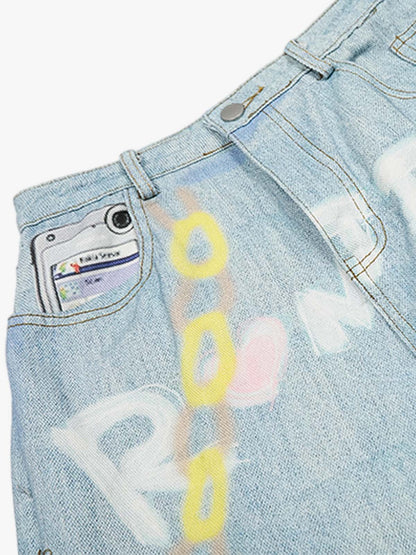 American Vintage Street-Style Graffiti Jeans