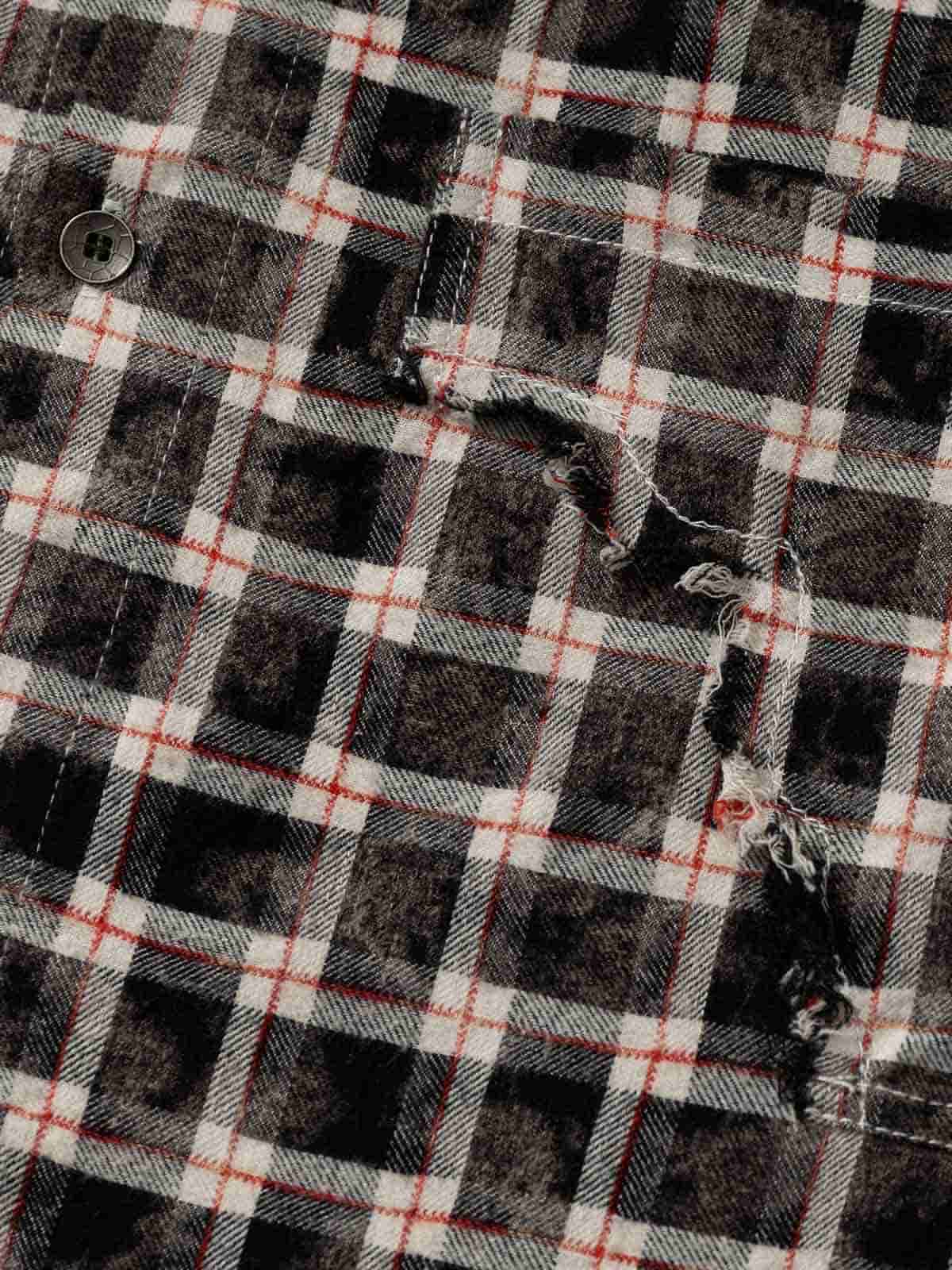 Distressed Plaid Long Sleeve Shirt