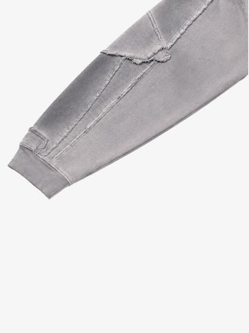 Spray-Dyed Paneled Distressed Zip Hoodie