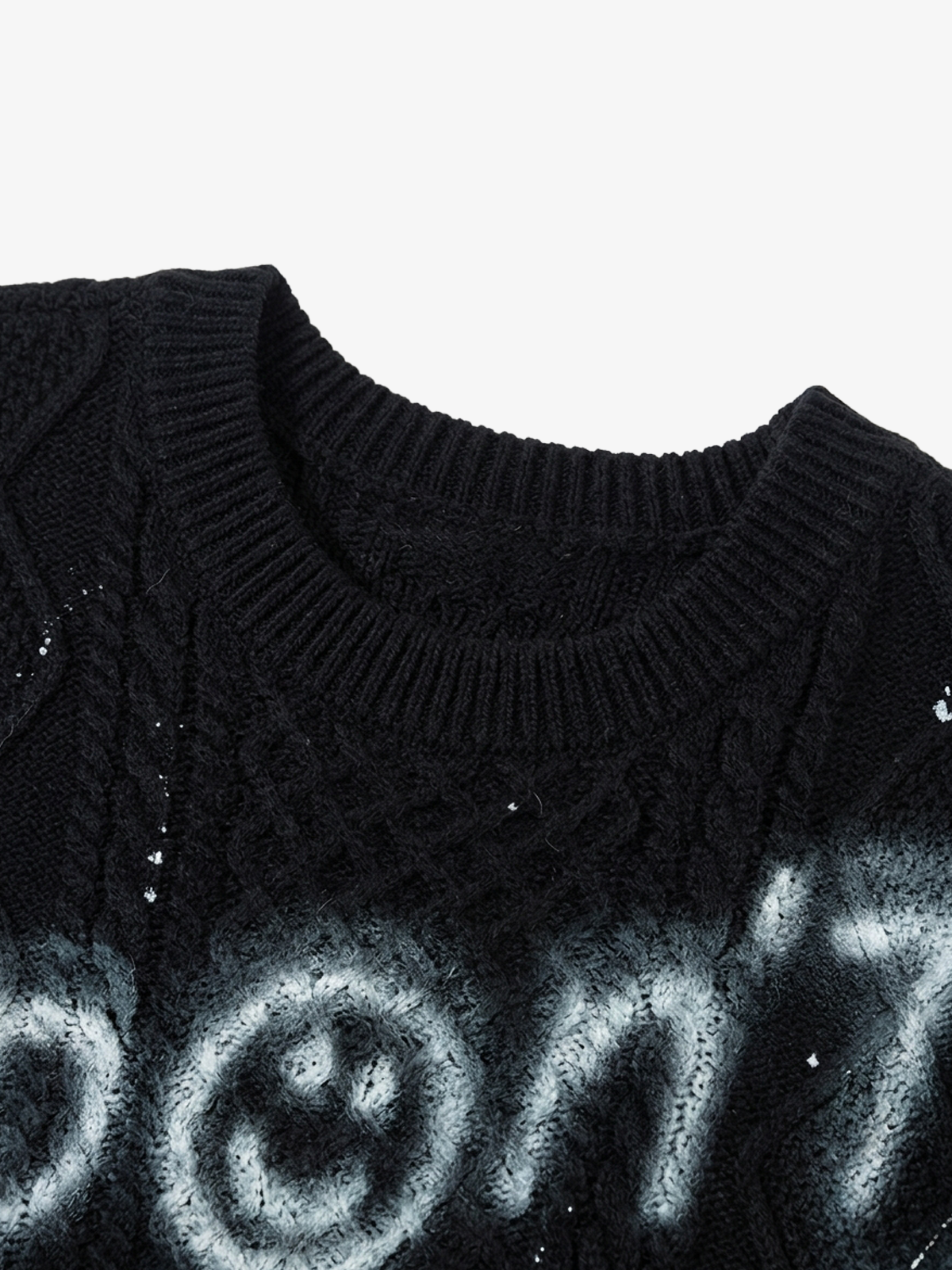 Distressed Graffiti Cable-Knit Vest