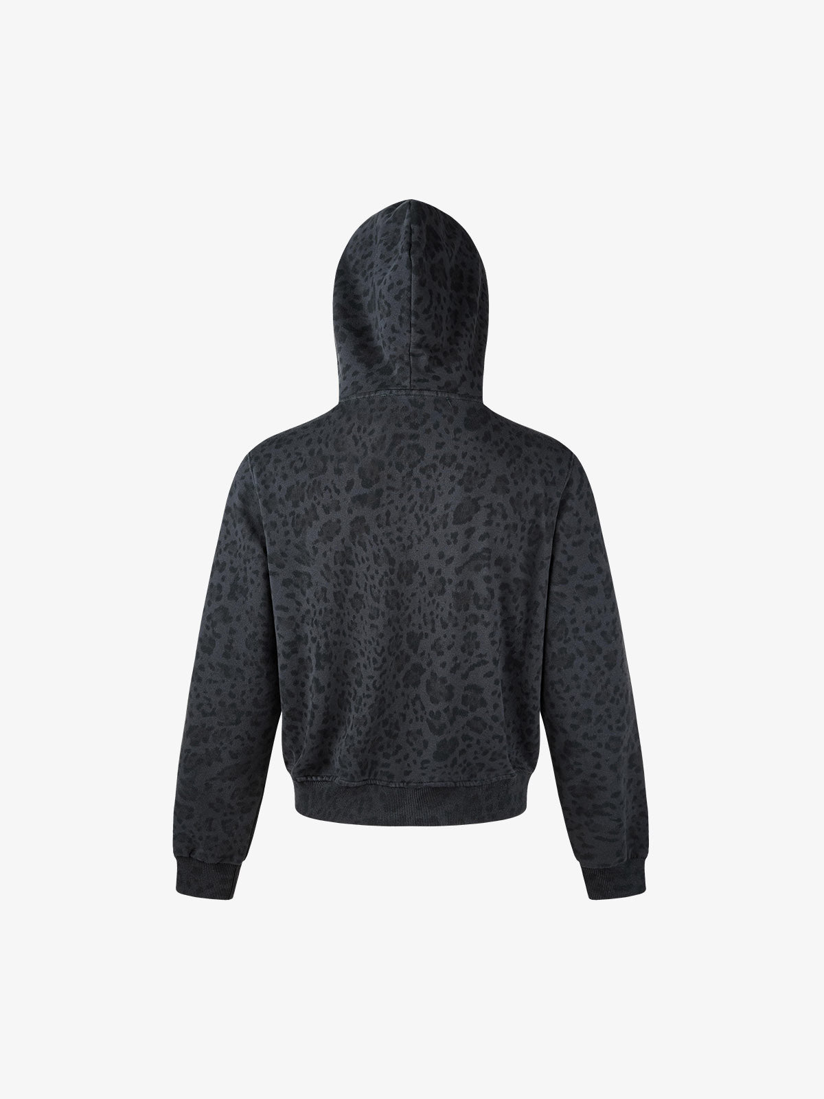 Leopard Pattern Boxy Fit Zip-Up Hoodie