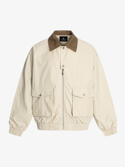 Contrast Collar Pocket Jacket