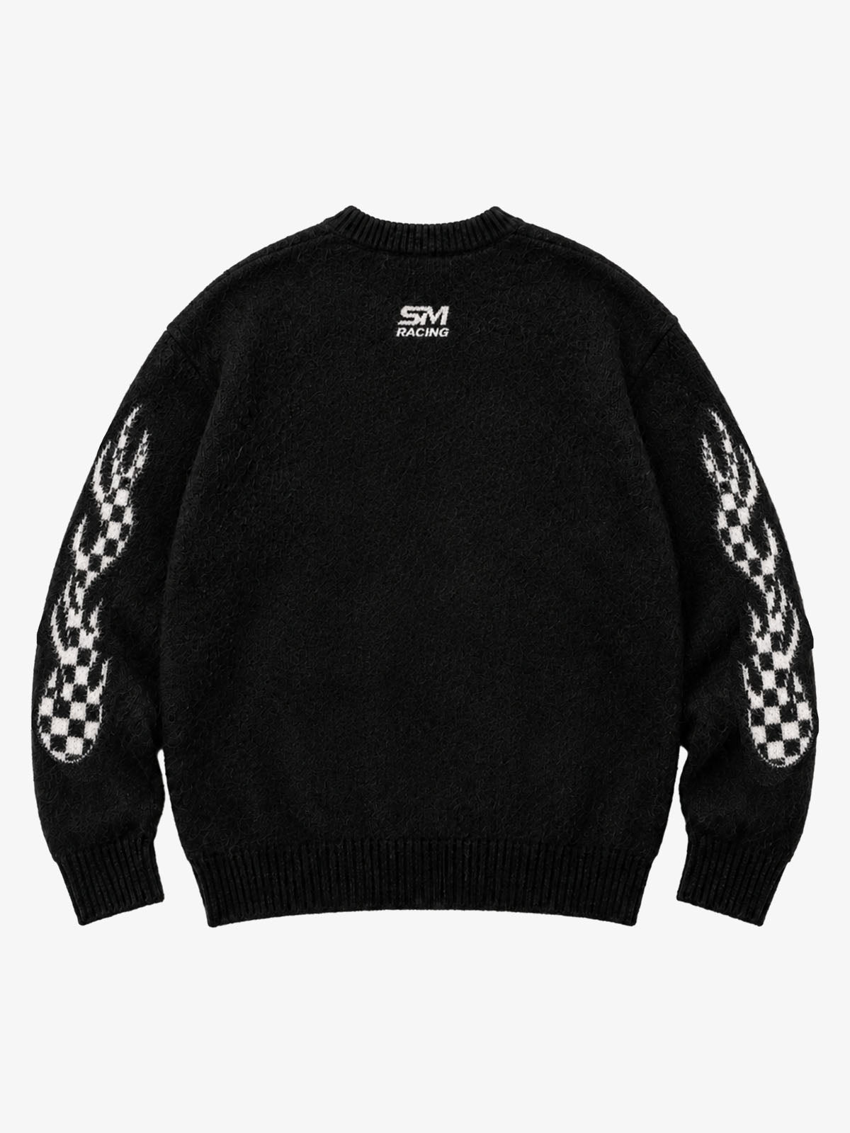 Skull Flame Graphic Boxy Knit Sweater