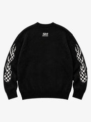 Skull Flame Graphic Boxy Knit Sweater