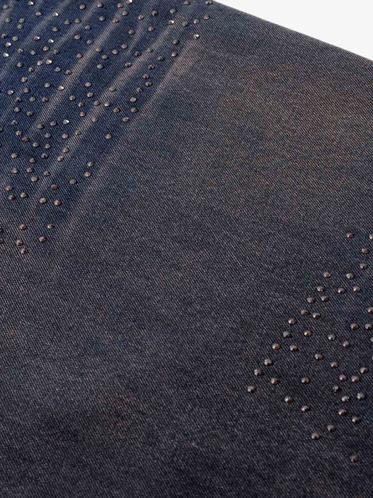 Gradient Wash Wide-Leg Jeans with Rhinestone Accents 