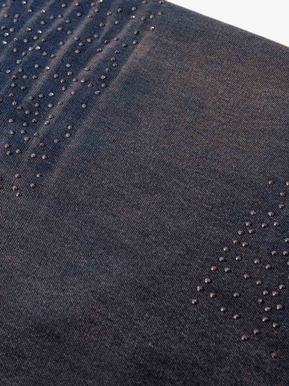 Gradient Wash Wide-Leg Jeans with Rhinestone Accents 