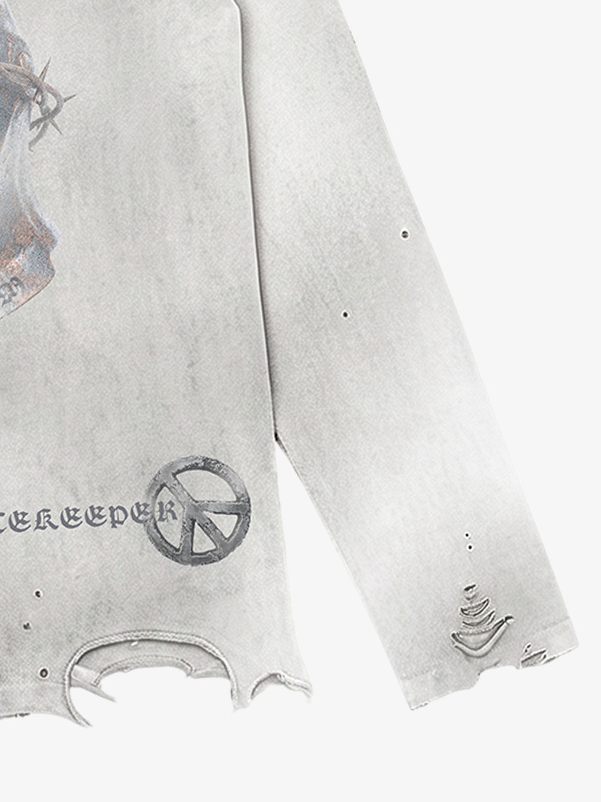 Medieval Helmet Graphic Distressed Long Sleeve Tee