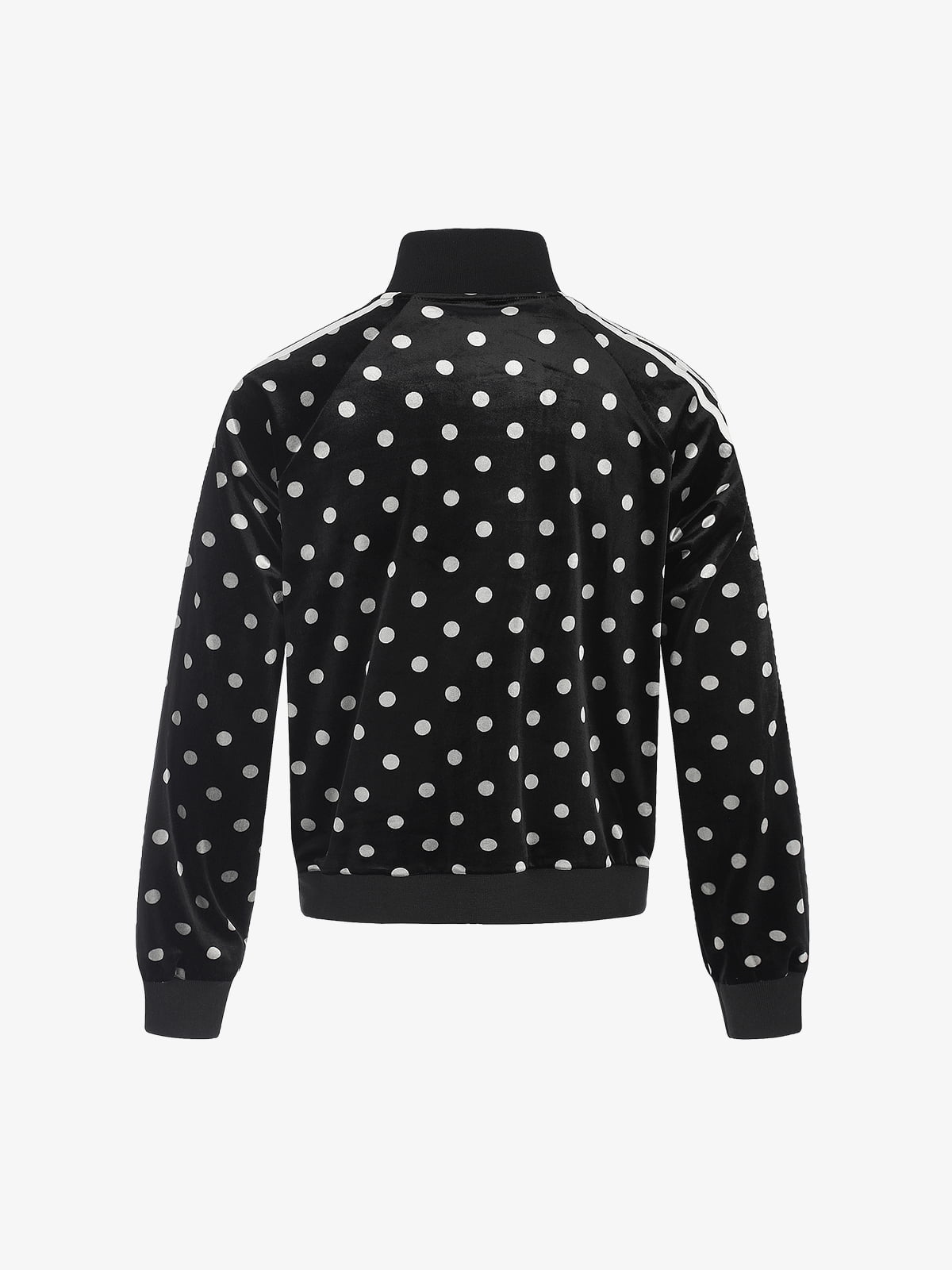 Polka Dot Stand Collar Zip Jacket