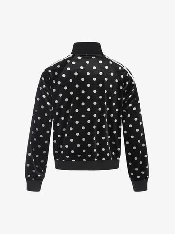 Polka Dot Stand Collar Zip Jacket