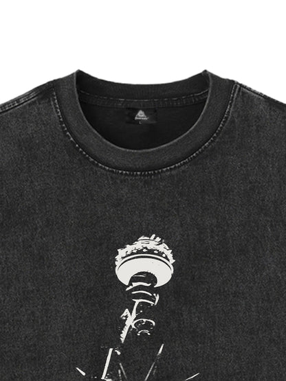 Original Fashion Men's Statue of Liberty Print Sleeveless Denim Vest 