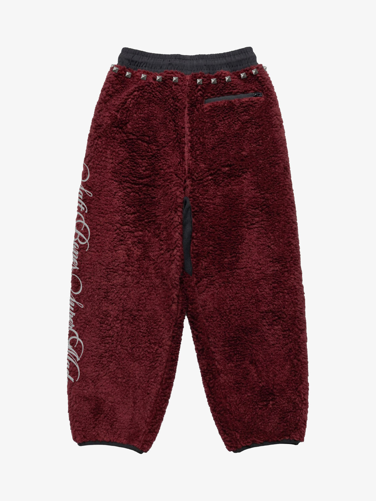 Plush Script Graphic Curved-Leg Pants