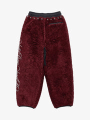 Plush Script Graphic Curved-Leg Pants