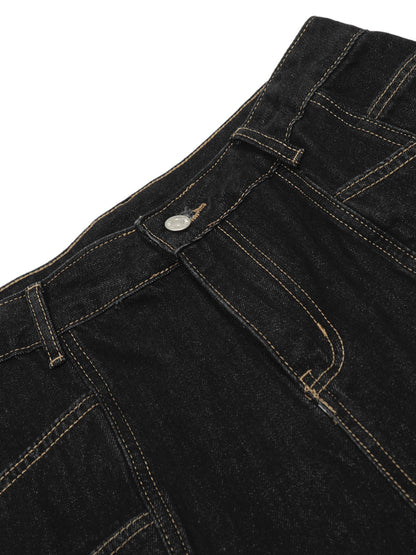 Contrast Stitched Patch Pocket Denim Jorts 