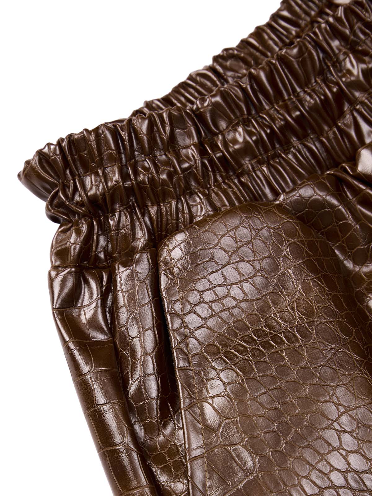 Street Hip-hop Python Pattern Letter Embroidered Leather Shorts 