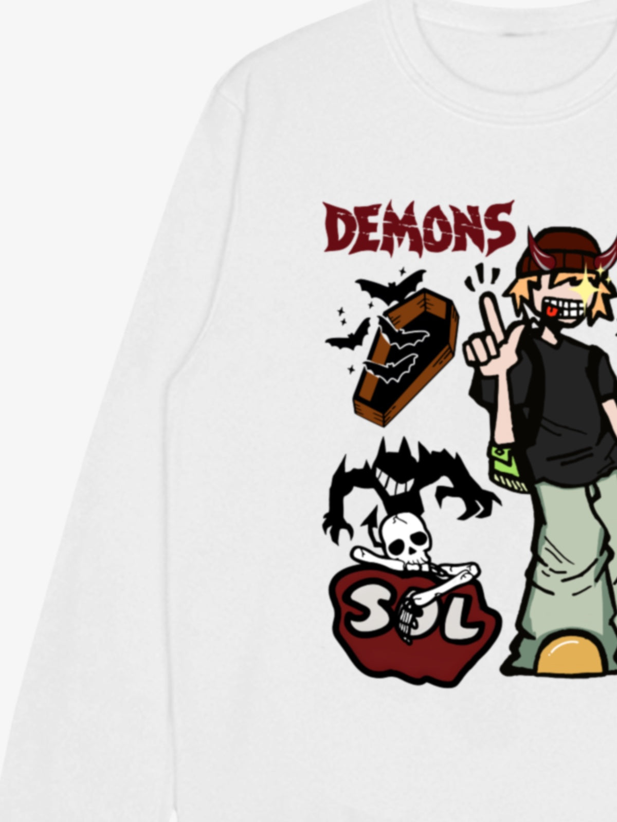Demon Graphic White Sweatshirt 