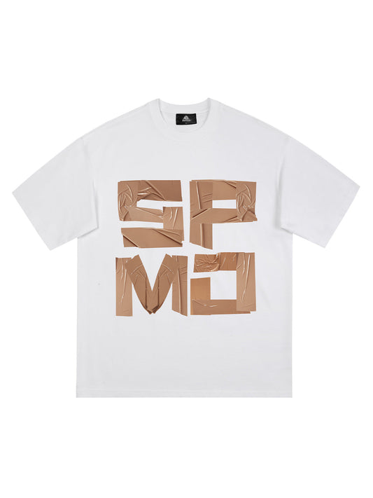 Original Tape Layered Letter Print T-shirt 
