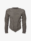 Corduroy Long Sleeve Tactical Shirt with Embroidered Logo and Padded Shoulders 