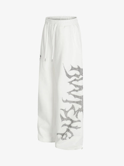 Stylish Black Wide-Leg Pants with Unique Embroidered Design for Casual Wear 