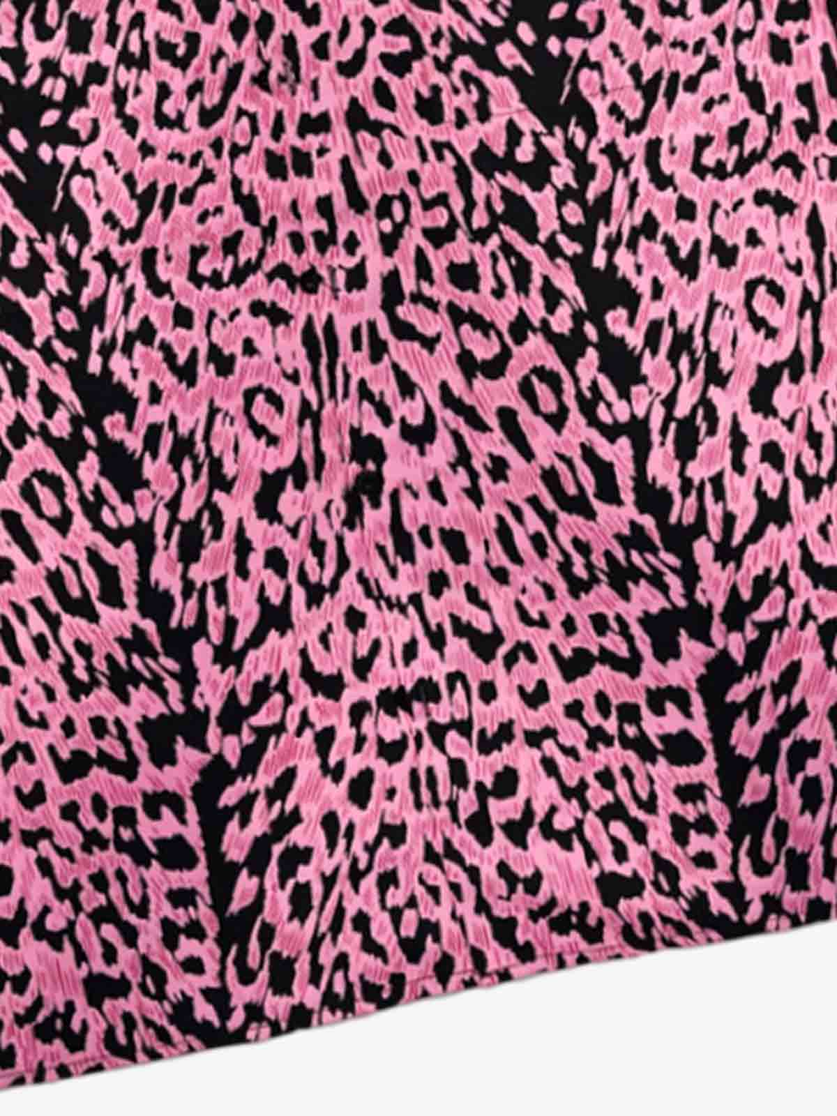 Cyber Punk Leopard Print Camp Collar Boxy Shirt 