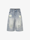 Streetwear 3/4-lange, abgenutzte Jeansshorts