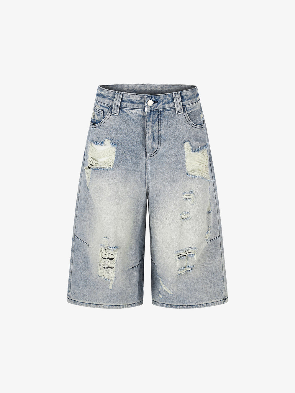 Streetwear 3/4 Length Distressed Jorts
