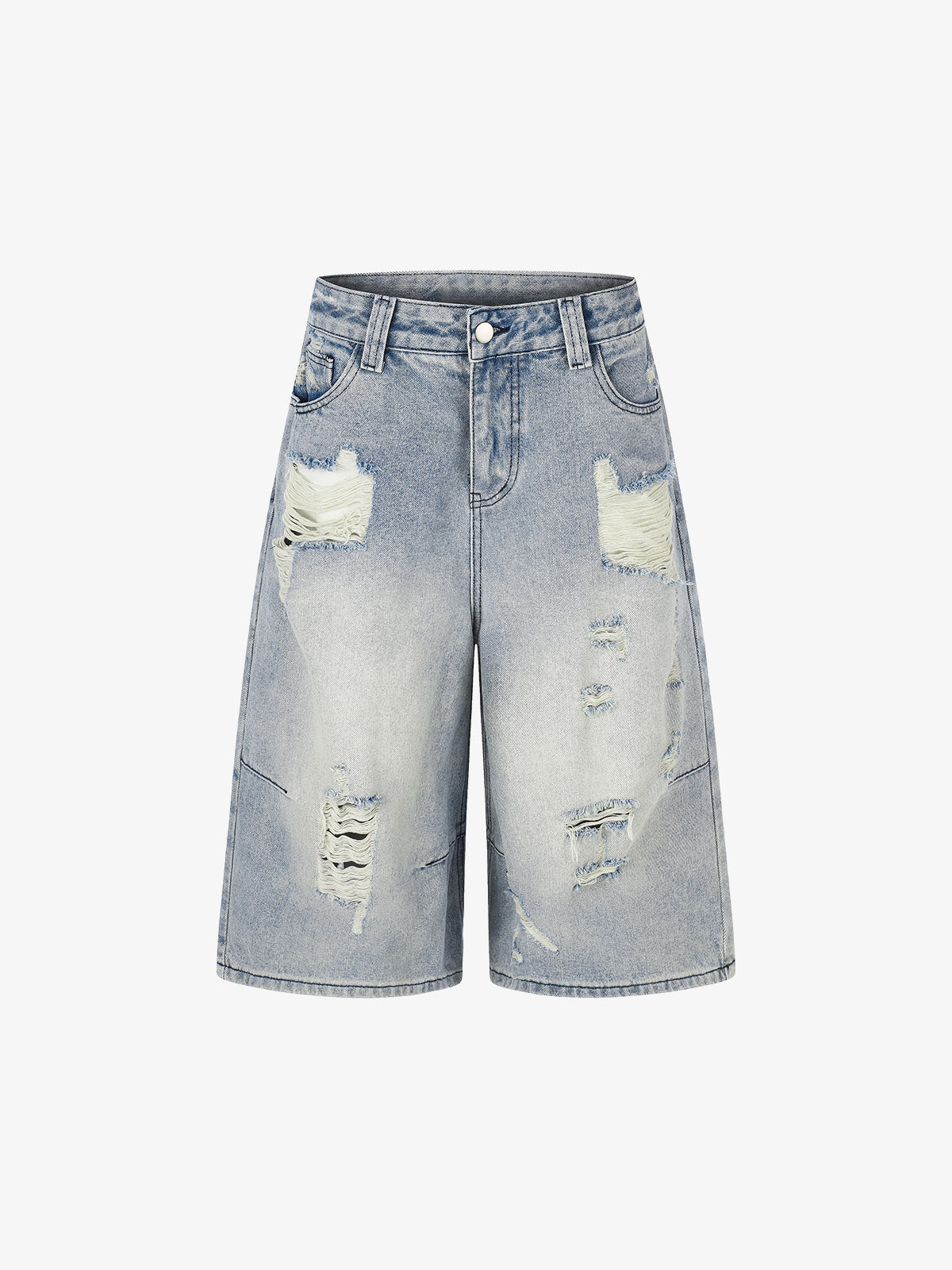 Streetwear 3/4 Length Distressed Jorts