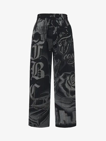 Rhinestone Letter Graphic Baggy Sweatants