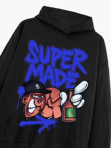 Original Contrast Color Letter Graphic Hoodie 