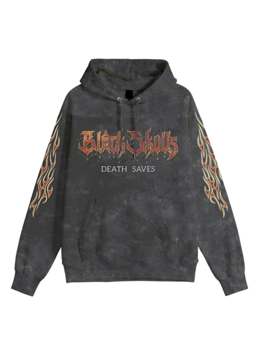 Vintage Distressed Flame Letter Graphic Hoodie 