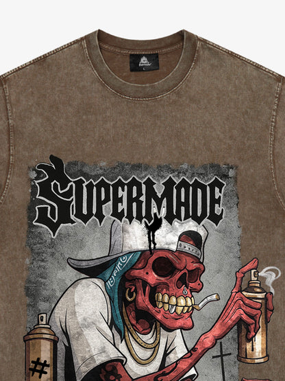 Graphic Tee with Bold Skull Design for Men 