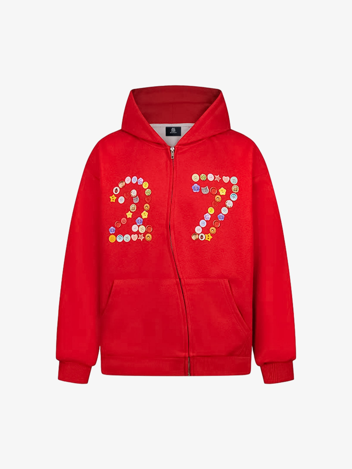 Stylish Button-Embellished Hoodie with Zip-Up Design for Casual Wear 