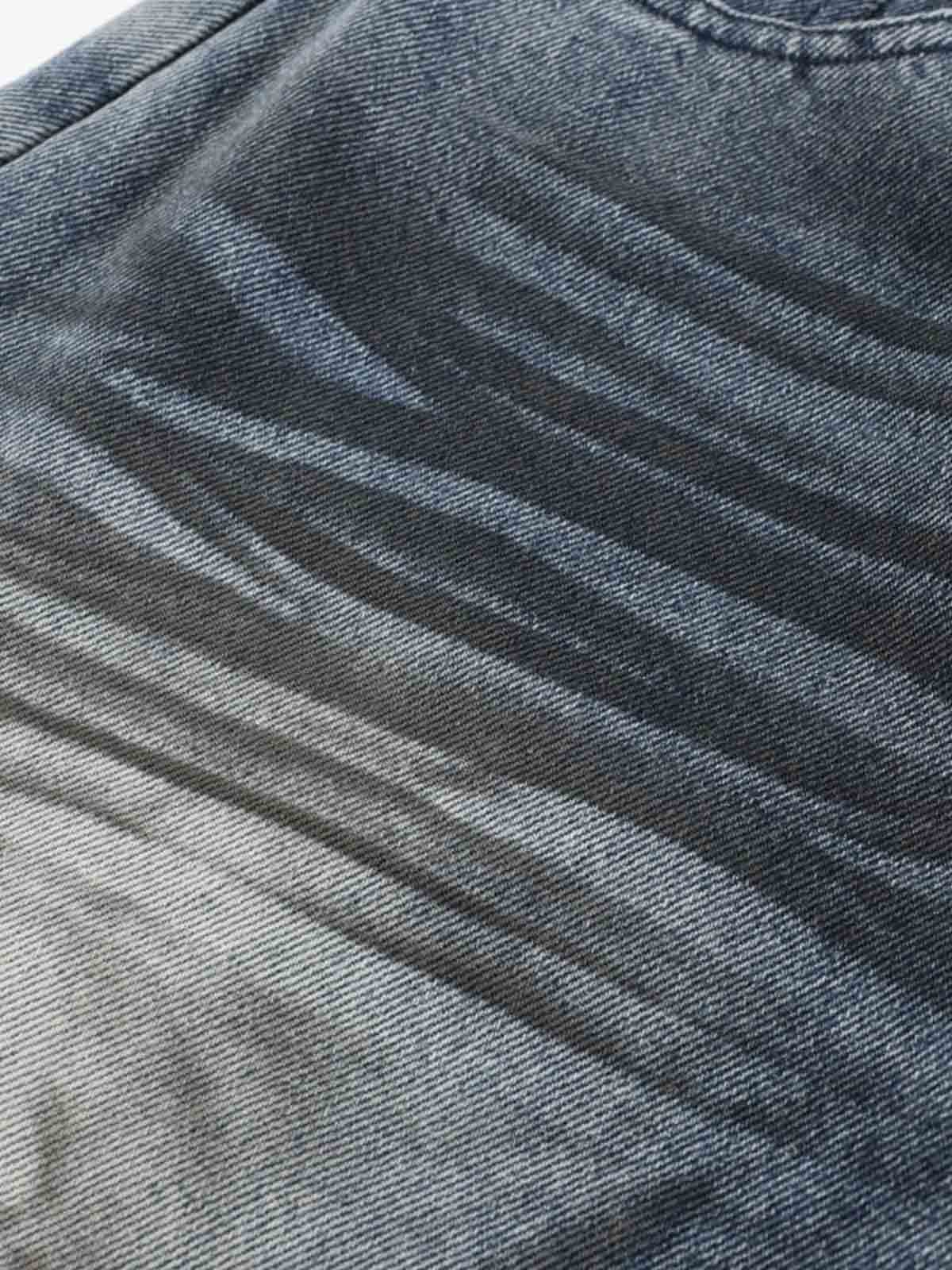 Denim Wide Leg Baggy Pants with Distressed Wash and Cuffed Hem for Women 