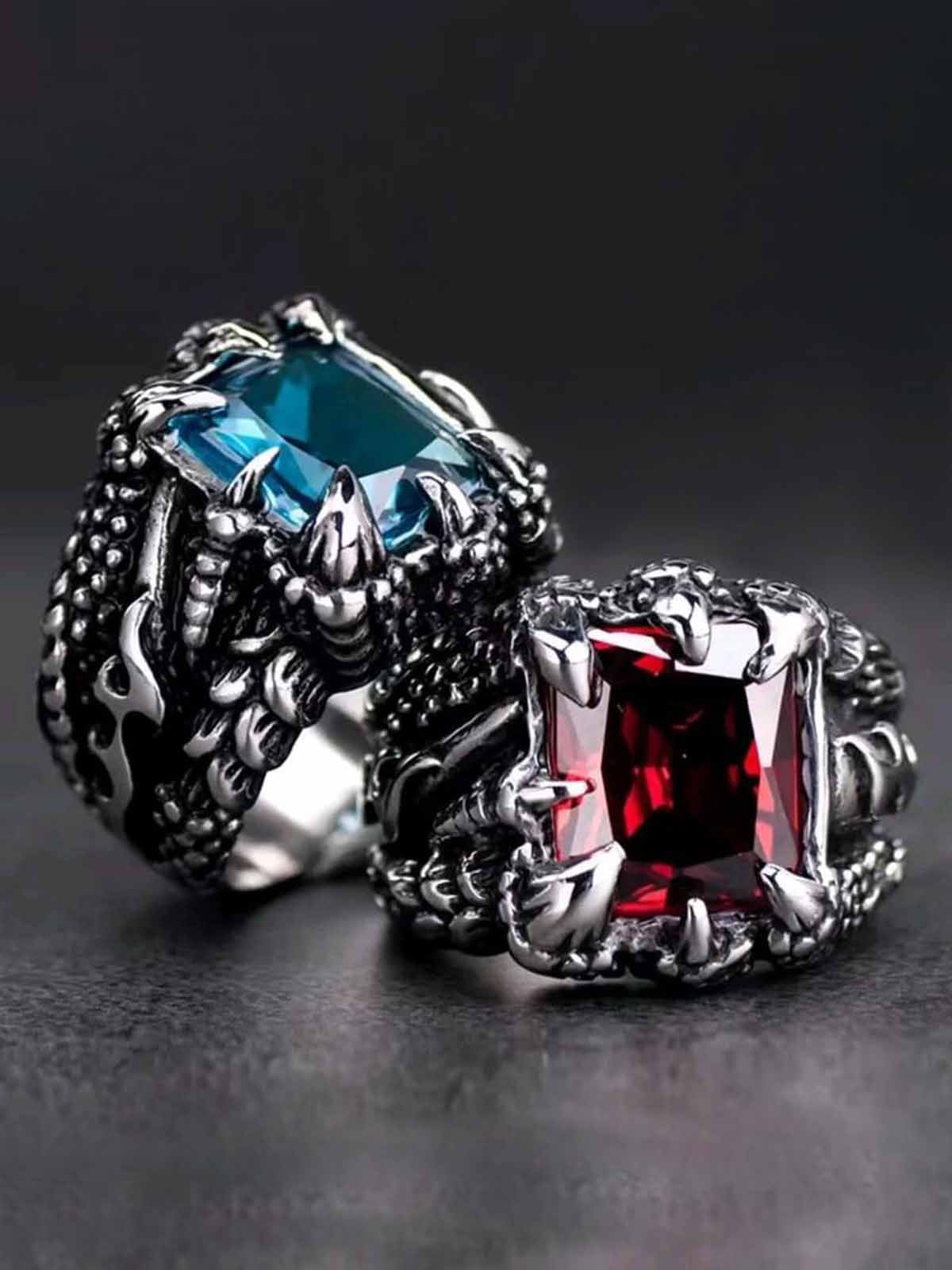 Gothic Claw Stone Open Ring 