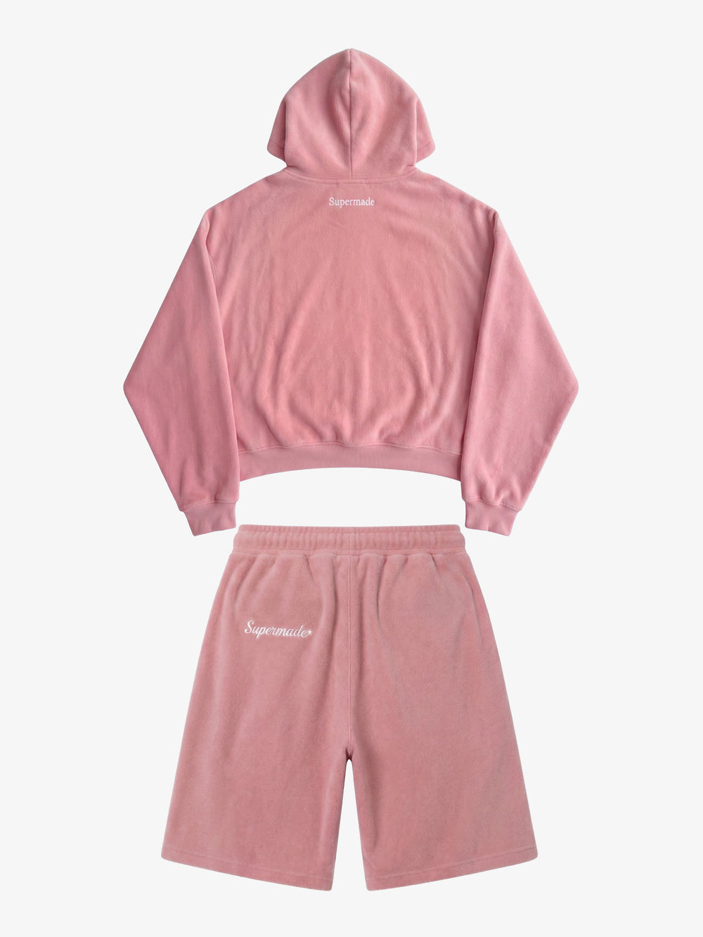Letter Embroidered Color Block Suede Two-Piece Set