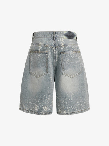 Splatter Washed Denim Shorts