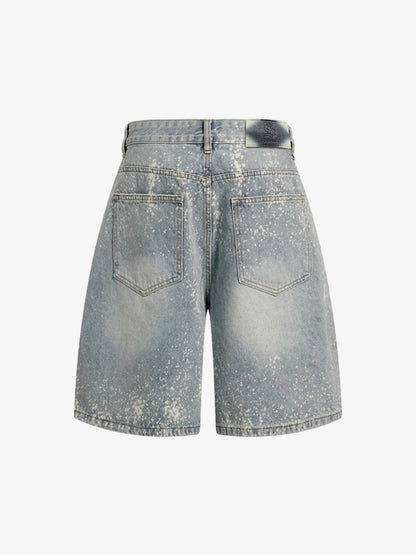 Splatter Washed Denim Shorts